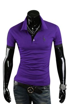 Sanwood Men's Summer Polo Slim Fit Short Sleeve T-Shirt Purple XXL  