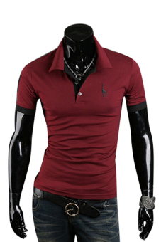 Sanwood Men's Summer Polo Slim Fit Short Sleeve T-Shirt Red L  