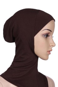 Sanwood Soft Muslim Full Cover Hijab Cap Islamic Scarf Hat Coffee  
