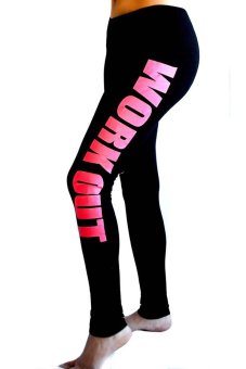 Sanwood Women Yoga Sport Pants High Waist Cropped Leggings Fitness Trouser Rose-Red  