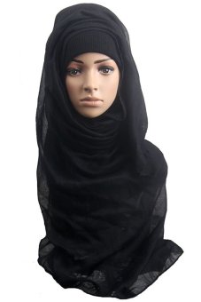 Sanwood Women's Cotton Muslim Islamic Hijab Shawl Headwear Black  
