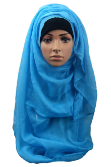 Sanwood Women's Cotton Muslim Islamic Hijab Shawl Headwear Blue (Intl)  