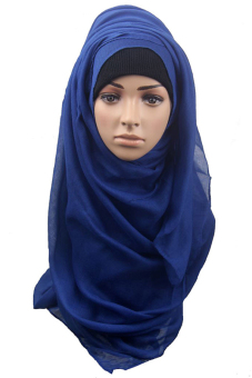 Sanwood Women's Cotton Muslim Islamic Hijab Shawl Headwear Sapphire Blue  