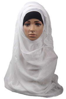 Sanwood Women's Cotton Muslim Islamic Hijab Shawl Headwear White  
