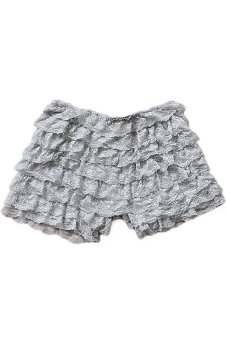 Sanwood Womens Girls Safety 10 Layers Lace Shorts Grey  