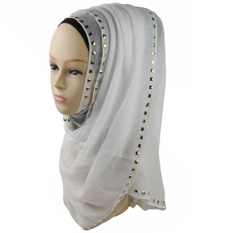 Sanwood Women's Muslim Long Scarf Cotton Shawl White  
