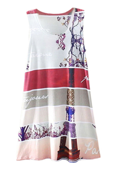Sanwood Women's Sleeveless Feather Graphic Printed Short Dress  