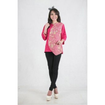 SB Collection Atasan Blouse Hilton Batik Kemeja-Pink  