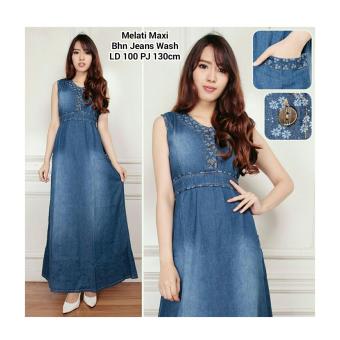 SB Collection Dress Melati Maxi Jeans-Biru Tua  