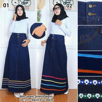Sb Collection Rok Maxi Sinta Jeans Long Skirt-01 Biru Tua  