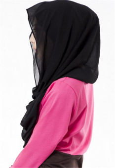 Scarf Woman Muslim Hijab Silk Female Sunscreen (Black) (Intl)  