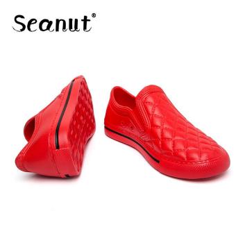 Seanut Fashion Lady Shoes Ultra-Light Flst Shoes PU Leather Sneaker Couple Slip-On Shoes(Red) - intl  