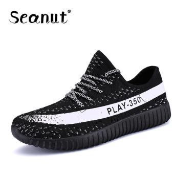Seanut Fashion Men Sports Casual Shoes breathable jogging shoes mesh flat shoes (Black) - intl  