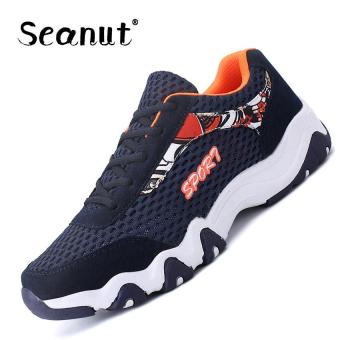 Seanut Fashion Men's Breathable mesh shoes casual shoes Sneakers (Dark Blue) - intl  