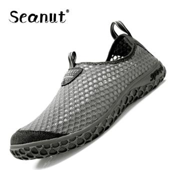 Seanut Fashion Men's Mesh casual sports shoes slip-on Breathable Couple sneakers (Grey) - intl  