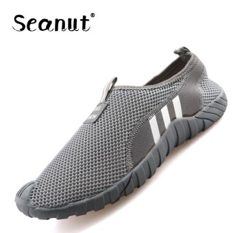 Seanut Fashion Mesh Shoes Fashion Men Loafers Mesh Breathable Shoes Slip On Flat Shoes (Dark Grey) - intl  