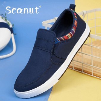 Seanut Fashion Slip On Men Driving Moccasins Loafers Casual Canvas Shoes (Blue) - intl  