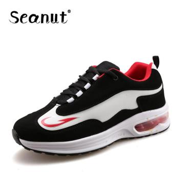 Seanut Fashion Sports Men Shoes Air Cushion Couple Sneakers Breathable Lace-up Shoes (Black/Red) - intl  