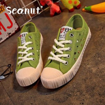 Seanut Fashion White Shoes New Lace-Up Canvas Casual Shoes Walking Shoes (Green) - intl  