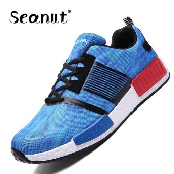 Seanut Men and Women's Fly Line Breatahble Sports Shoes Lace Up Sneakers 36-45(Blue) - intl  