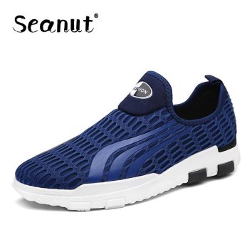 Seanut Men's casual fashion breathable net sports shoes low help Slip-Ons & Loafers Snekaers(Blue) - intl  