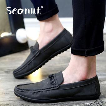 Seanut Men's Casual Flats Driving shoes Slip-Ons&Loafers Peas Shoes Sneakers (Black) - intl  
