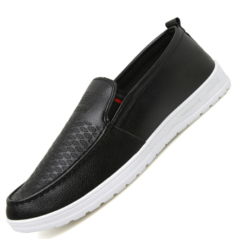 Seanut Men's casual shoes set foot flat shoes(Black)  
