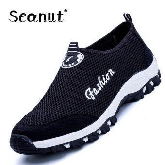 Seanut Men's Mesh casual shoes slip-on Breathable sneakers (Black) - intl  