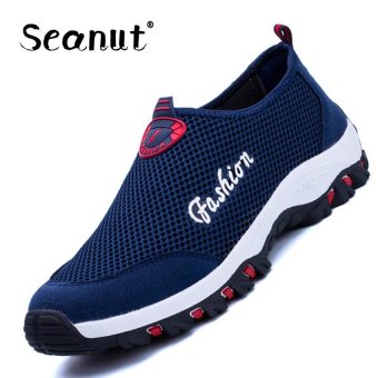 Seanut Men's Mesh casual shoes slip-on Breathable sneakers (Blue) - intl  