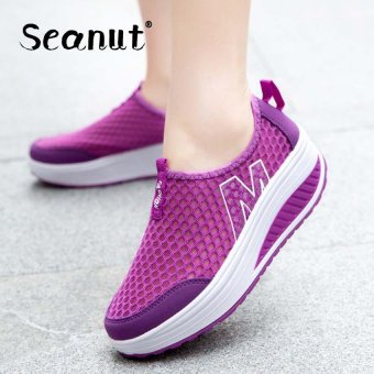 Seanut New Height Increasing Shoes Casual Women Swing Breathable Wedges Shoes(Purple) - intl  