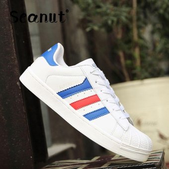 Seanut Size:36-44 Woman Shoes Summer Sport Casual Shoes for Men Sneakers Bars Breathability (White-Blue) - intl  