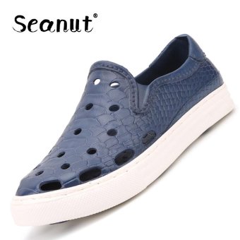 Seanut Slip-Ons & Loafers Hole Slippers Sandals for Men Breathable Beach Sandals Shoes (Blue) - intl  