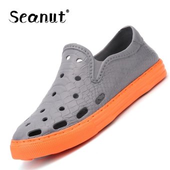 Seanut Slip-Ons & Loafers Hole Slippers Sandals for Men Breathable Beach Sandals Shoes (Grey) - intl  