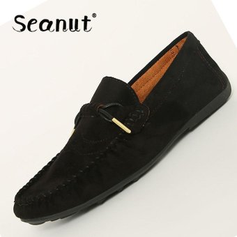 Seanut Slip-Ons&Loafers fashion cow suede leather Shoes for men(Black) - intl  