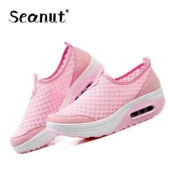 Seanut Woman Fashion Sports Shoes Mesh Flat Shoes Shake Shoes Sneakers (Pink) - intl  