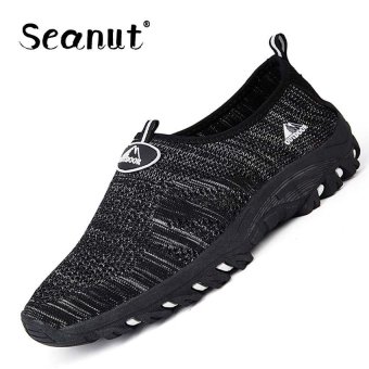 Seanut Woman Mesh Sneakers Breathable Lovers Casual Shoes Slip-Ons & Loafers Shoes35-44(Black) - intl  