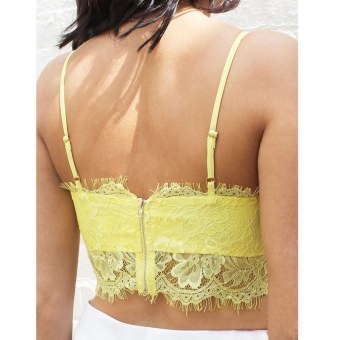 Seksi renda bunga Unpadded Bralette Bralet wanita BH tanaman kemban atas tangki Cami Kuning M - International  