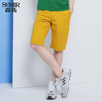 Semir summer new men thin straight plain cropped pants(Yellow)  