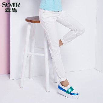 Semir summer new women simple solid color casual slim pants(White) - intl  