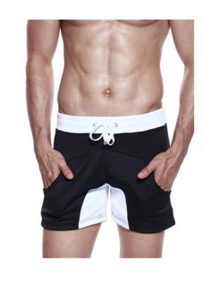 SEOBEAN Mens Low Rise Sports Soft Running Training Short Pants (Black)  