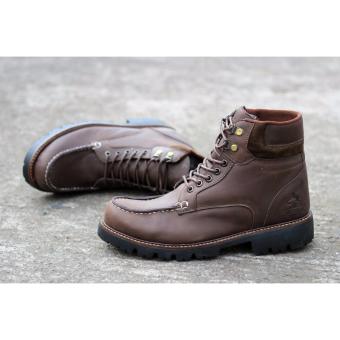 sepatu boots kulit asli original wolf Husky COKLAT  