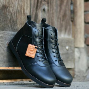 sepatu boots pria - kulit asli - bradleys anubis black  