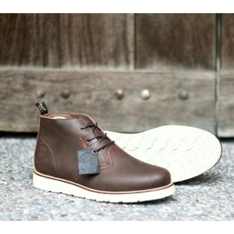 sepatu boots pria - kulit asli - bradleys massimo brown  