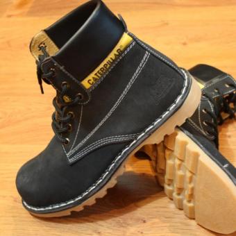Sepatu Boots Safety Warna Hitam Bahan kulit asli  