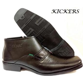 Sepatu Kickers Kulit Sepatu Kerja Formal Pria Model Resleting - Hitam  