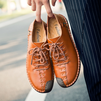 Sepatu Kulit Asli Pria Pengusaha Sepatu Kantor Sepatu Santai Sepatu Berjalan Perjalanan Mengemudi Coklat  