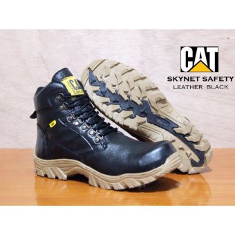 Sepatu Safety Boots Pria & Wanita Tracking Elda Cat Ujung Besi - Black  