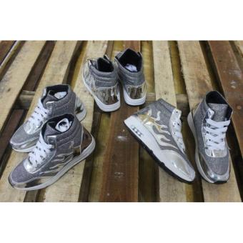 Sepatu Sneakers Wanita Hi Top Goldie Flame Air - Silver Pearl2  