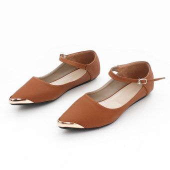 Sepatu Wanita Flat Shoes Mary Jane AG06 - Mocca  