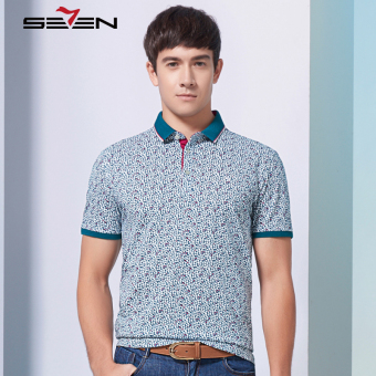 Seven brand casual men polo shirt t printed pattern homme sport jersey green - Intl  